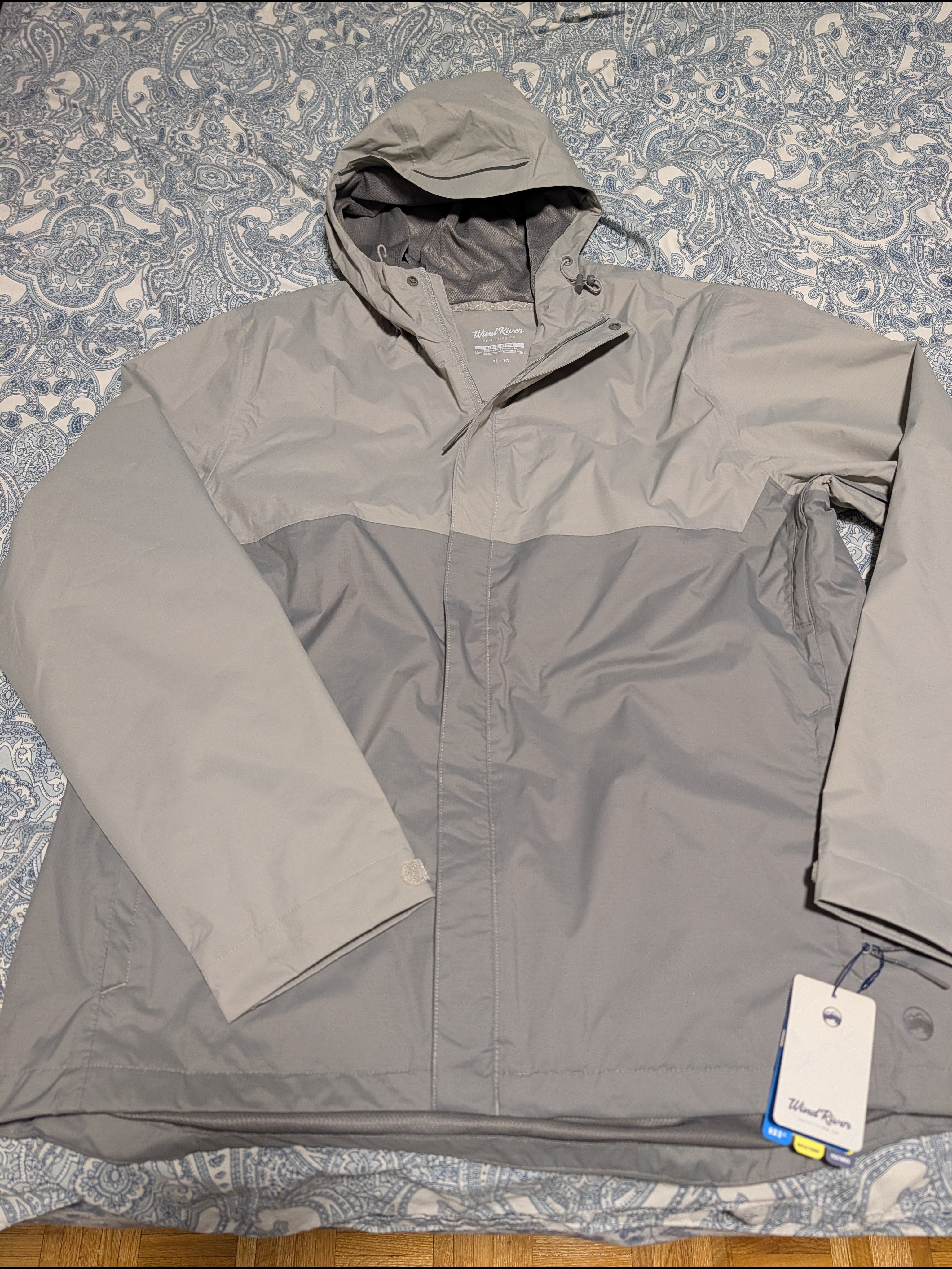 Men's Windriver Two-Tone Light Gray Hooded Raincoat